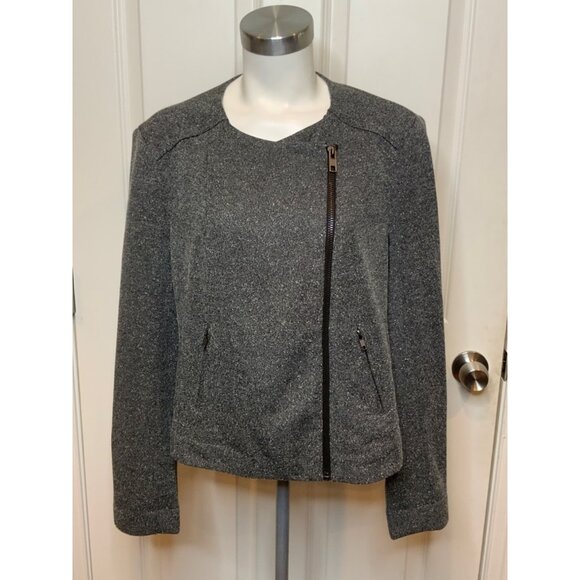 Catherine Malandrino Gray Speckled Asymmetrical Zip-Up Jacket Sze XL NWT! $180 - Picture 1 of 9